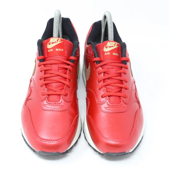 Nike Air Max 1 Womens Red Gold Sequin Leather 95 - Picture 4 of 11